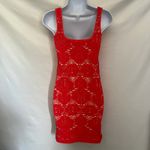 Free People Intimately  Crochet Bodycon Dress Sz M/L Coral Festival Coquette Y2K Photo 6
