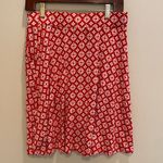 Boden Edie Jersey Swing Skirt w Pockets Red Pink Geometric Size 8 LONG Photo 0