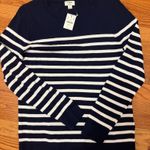 J.Crew Navy and White Striped Sweater Photo 0