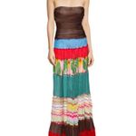 Strapless Silk Floral Beaded Chiffon Patchwork Boho Maxi Dress M/L Size undefined Photo 2