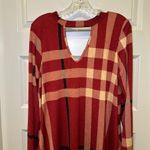 Heimish USA Red/Tan Plaid Print Long Sleeve Dress size L Size L Photo 3