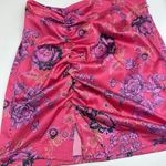 Free People Avas Printed Ruched Mini Skirt Deep Magenta Combo Pink Floral 8 Photo 7