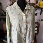 Vintage 90’s Hot Cotton Gardencore Floral 100% Linen Long Sleeve Top Green Photo 1