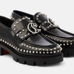 Christian Louboutin  CL Moc Lug Spikes Leather Loafers Authentic in Black 36.5 Photo 0