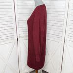 EXPRESS  Metallic Shimmer Knit Balloon Sleeve Sweater Dress Burgundy Red Small Photo 1