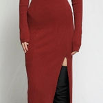 The Range  NYC x Intermix mass ribbed carved maxi dress NWT berry Photo 0