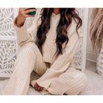 Pink Lily Chic Everlasting Memory Soft Ribbed Cozy Boho Cream Hoodie Sweater Sm Photo 1