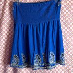 Forever 21 XXI Strapless Blue Mini Dress with Embroidered Details Size Small Photo 1