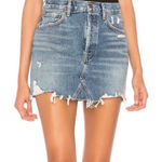 AGOLDE WOMENS 30 Distressed Blue Denim Mini Skirt Photo 0