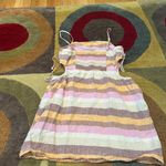 Aerie Stripe Linen Blend Side Tie Mini Dress Cutout Spaghetti Straps Size Small Photo 3