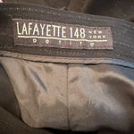 Lafayette 148 Dress Pants Black Silver‎ Stripe Wool Size 8 Petite Photo 4