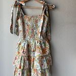 Cleobella  Dress Tamara Retro Floral Tiered Smocked Tie Shoulder Mini Dress Small Photo 0