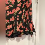 Fashion Bug  Size 10 Layered Black Pink Floral Tulip Ruffle Hem Midi Skirt Zip Photo 2