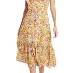 BCBGeneration BCBG Generation Yellow Ruffle Floral Print Midi Dress Size Small Photo 1