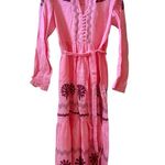 SALONI Alexa Embroidered Cotton Tiered Midi Dress in Geranium Pink Sz 4 US Photo 0