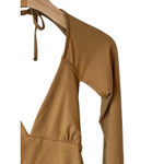 Forever 21  Bolero Top Womens Size L Brown Long Sleeve Open Back Tie Neck Waist Photo 2