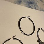 Lot Of 3 Women’s Costume Earrings Pierced Hoop Black / Gunmetal Mix Photo 2