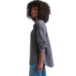 Splendid  Collection‎ Bailey Gray Long Sleeve Button Down Linen Shirt Top Womens Photo 2
