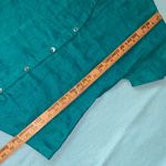 GENNY S.p.a linen button up short sleeve blouse turquoise Made in Italy size 8 Blue Photo 8