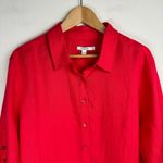 Chico's Chico’s 100% Linen Eyelet Sleeve Button Down Shirt Top Sz 18 Coral Red Photo 7