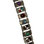 Vintage Women's Link Wrist Bracelet Multicolor Gem Stone Jewelry Accessories Blue Photo 1