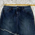 INC  Women’s Fray Trim denim Skirt in Dark Indigo size 8 Photo 2