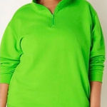 Victoria's Secret | PINK Campus Pullover Neon Green Quarter Zip Sweatshirt Photo 0