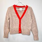ANINE BING NWOT  Mason Mohair Blend Cardigan Size XS Red Beige Pullover sweater Photo 3