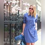 Banana Republic Blue Indigo Cotton Button Front Shirtdress Shirt Dress Size 4 Photo 1