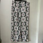 Loft  Small Floral Relaxed Straight Fit Pants Drawstring Light Multicolor Poly. Photo 3
