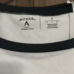 Antigua DESERT DRY Womens Size Small White Blue Top Cap Sleeve Tennis Stretch Photo 2