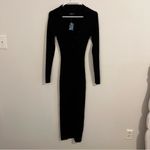Bardot  Black Long Sleeve Keyhole Ribbed Dress Photo 3