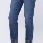 Judy Blue NEW  Plaid Print Cuff Slim Fit Jeans Photo 2