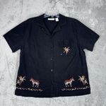 Dressbarn Shirt Womens 1X Black Tan Beaded Zebra Safari Novelty Grandmacore Photo 1