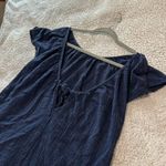 Kona Sol  Women's M Crinkle Crepe Swimsuit Cover Up Navy Blue Light Airy Beach Photo 2