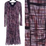 Norm Thompson Women Sheer Plaid Long Sleeve Mesh Dress Purple Size S Photo 2