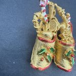 Christmas Slippers w Gifts Enamel COREL Vintage Gold Brooch Pin Photo 3