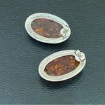 Sterling Silver Vintage  Handcrafted Cabochon Oval Baltic Amber Earrings 7.4g Photo 6