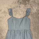 Revelry‎ Poppy Chiffon Dress Womens 10 Blue Tiered Maxi Formal Bridesmaid Gown Photo 3