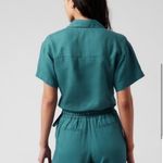 Athleta NWT Playa 100% Linen Tie Top Short Sleeve Teal Blouse/Top Size X… Photo 10