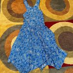 Abercrombie & Fitch Blue White Floral Asymmetrical High Neck Dress Sundress S Photo 0