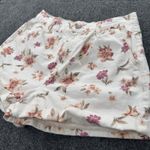 American Eagle American‎ Eagle Mom Short Womens 8 Cream Pink Floral Denim High Waist Cuffed Photo 1