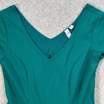 Alya Fit and Flare Dress Women's Small Green Cut Out Back V-Neck Cap Sleeve Photo 1