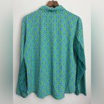 Ibkul Women XL Golf 1/4 Zip Pullover Green geometric Long Sleeve Mesh Cool Top Photo 1