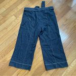 Donna Karan New York Linen Blend cropped pants with belt Blue Jean wide leg 12 Photo 10