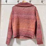 J.Crew  Sweater Women Small Pink Oversized Collar Zip Ombre Knit Coastal Coquette Photo 1