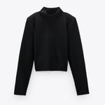 ZARA NWT Sweatshirt With Padded Shoulders Black Photo 3