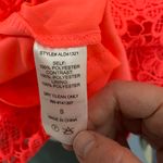 ASTR Neon Orange/Pink Lace Crochet Sleeveless Fitted Mini Dress Photo 8