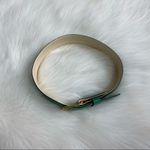 DOMINO De Micheli Italy Vintage Green Leather Belt Solid Brass Buckle Size 29 Photo 7