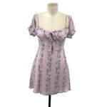 Intermix  Lily Floral‎ Mini Dress Purple Off the Shoulder Size 2 Photo 2
